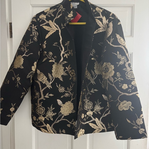 Grace Chuang Jackets & Blazers - Black and Gold Floral Women's Blazer
